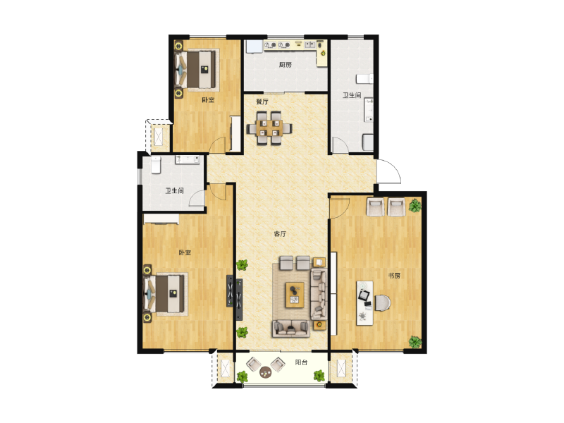 3室2厅2卫 住宅 售罄户型图
