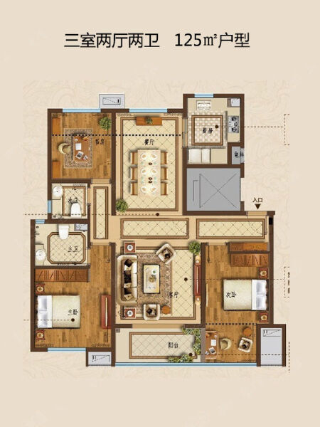 3室2厅2卫 住宅 在售户型图