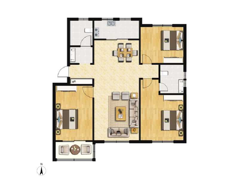 3室2厅2卫 住宅 售罄户型图