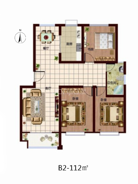 3室2厅1卫 住宅 在售户型图