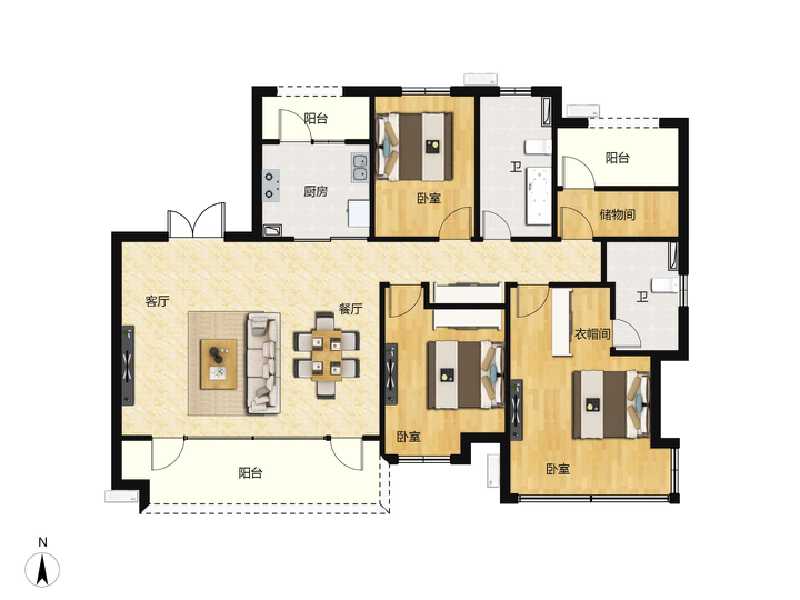 4室2厅2卫 住宅 在售户型图