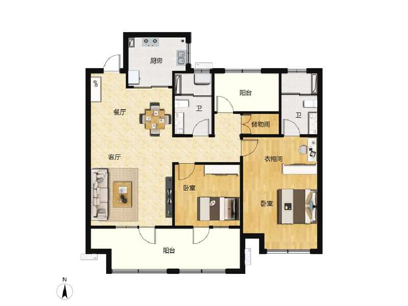 3室2厅2卫 住宅 售罄户型图