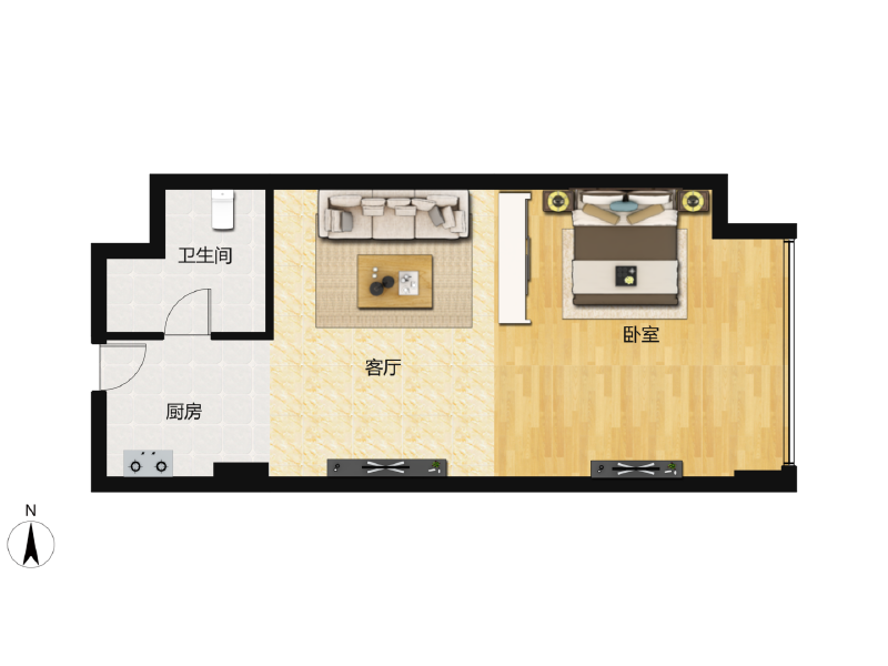 1室1厅1卫 商业类 售罄户型图