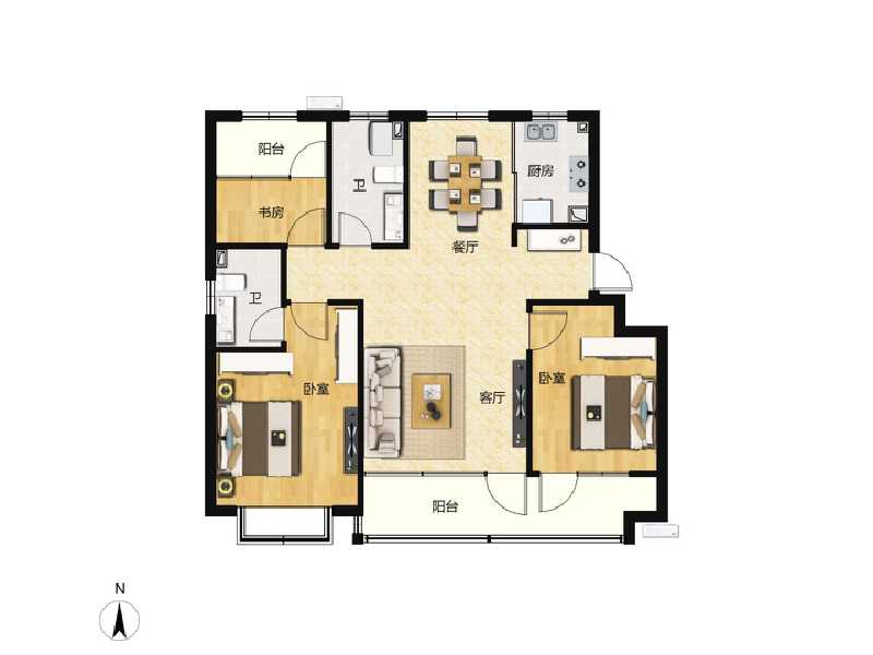 3室2厅2卫 住宅 在售户型图