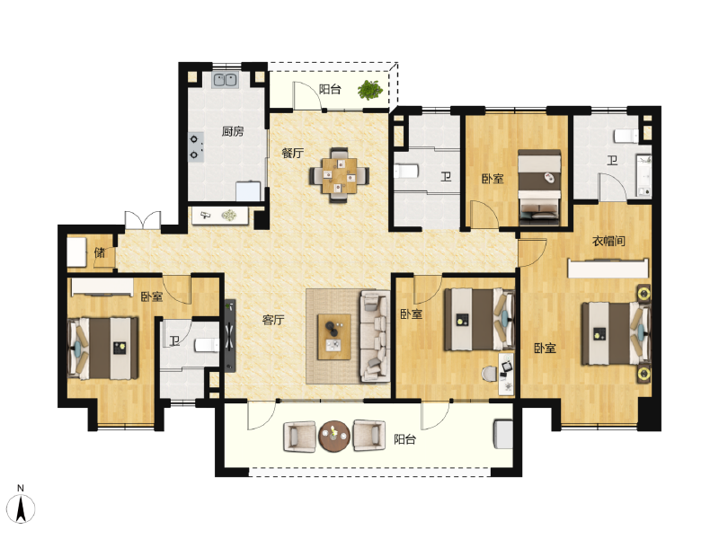 4室2厅3卫 住宅 在售户型图