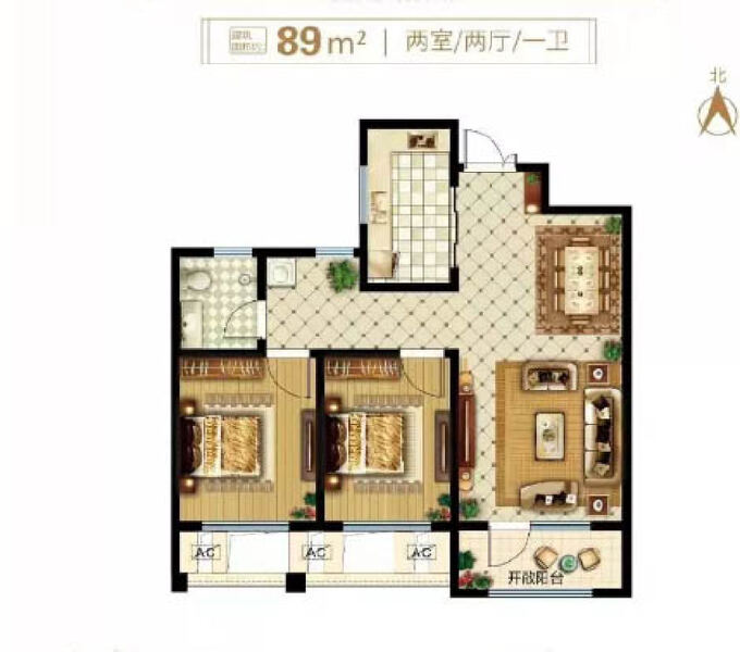 2室2厅1卫 住宅 售罄户型图