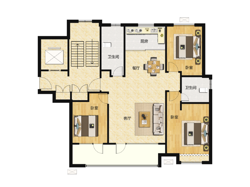 3室2厅2卫 住宅 在售户型图