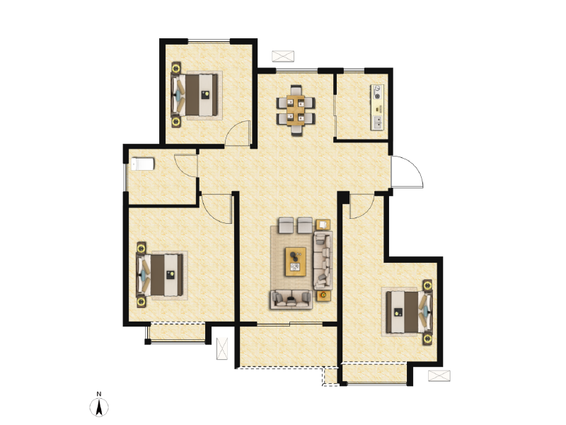 3室2厅1卫 住宅 售罄户型图