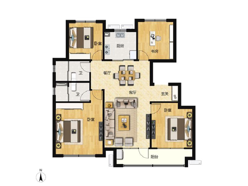 4室2厅2卫 住宅 售罄户型图