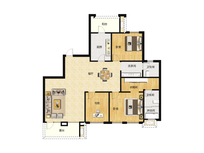 3室2厅2卫 住宅 售罄户型图