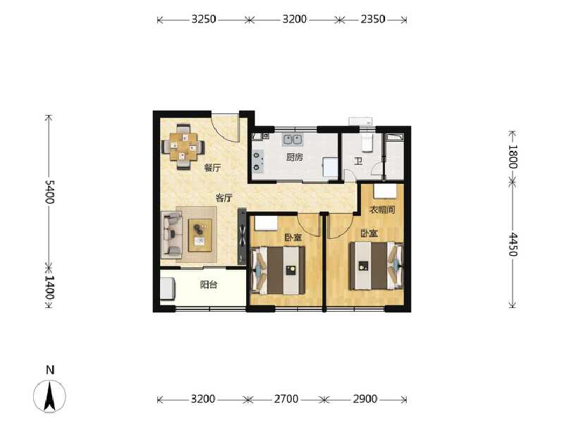 2室2厅1卫 住宅 售罄户型图