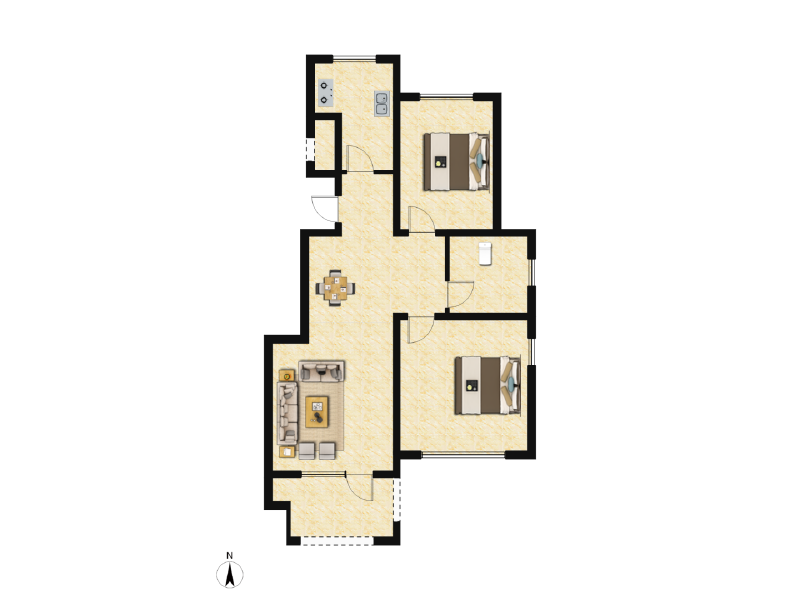 2室1厅1卫 住宅 在售户型图