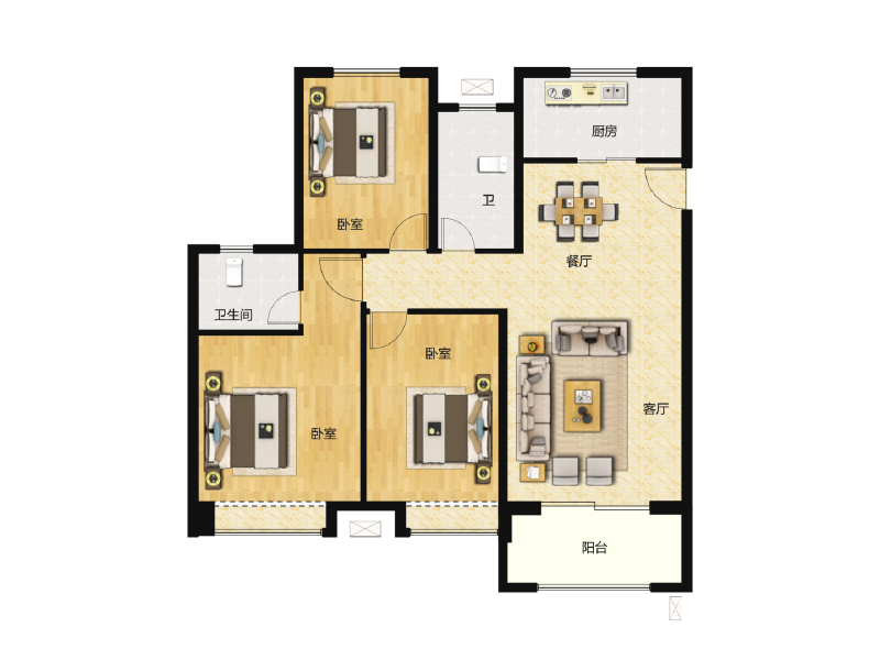 3室2厅2卫 住宅 售罄户型图