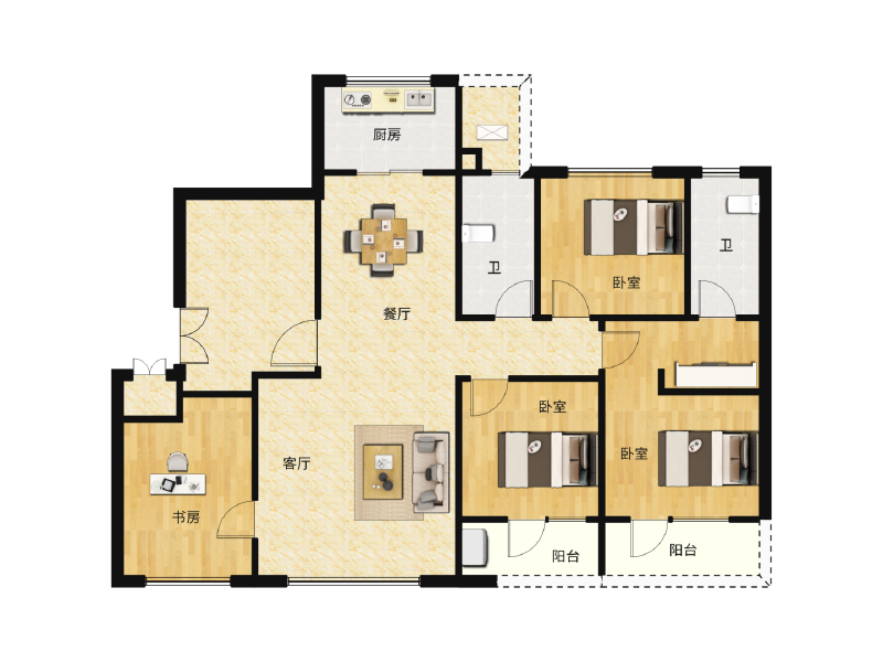 4室2厅2卫 住宅 在售户型图