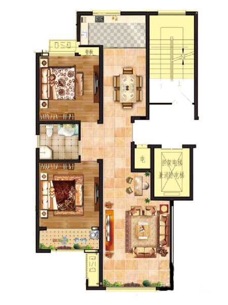 2室2厅1卫 住宅 售罄户型图