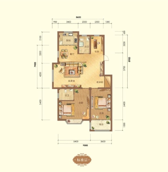 3室2厅2卫 住宅 售罄户型图