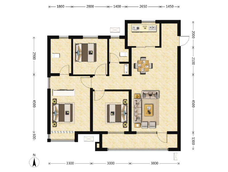 3室2厅2卫 住宅 在售户型图