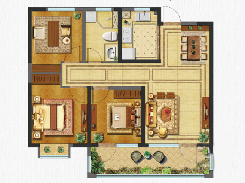 3室1厅1卫 住宅 在售户型图