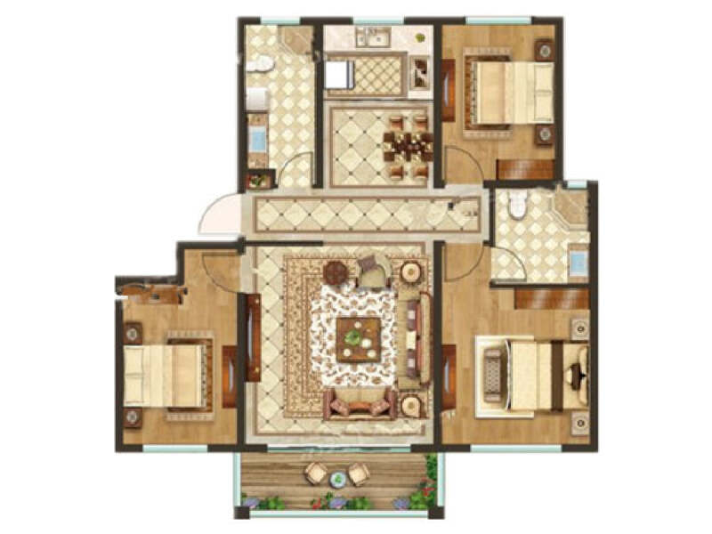 3室2厅2卫 住宅 售罄户型图