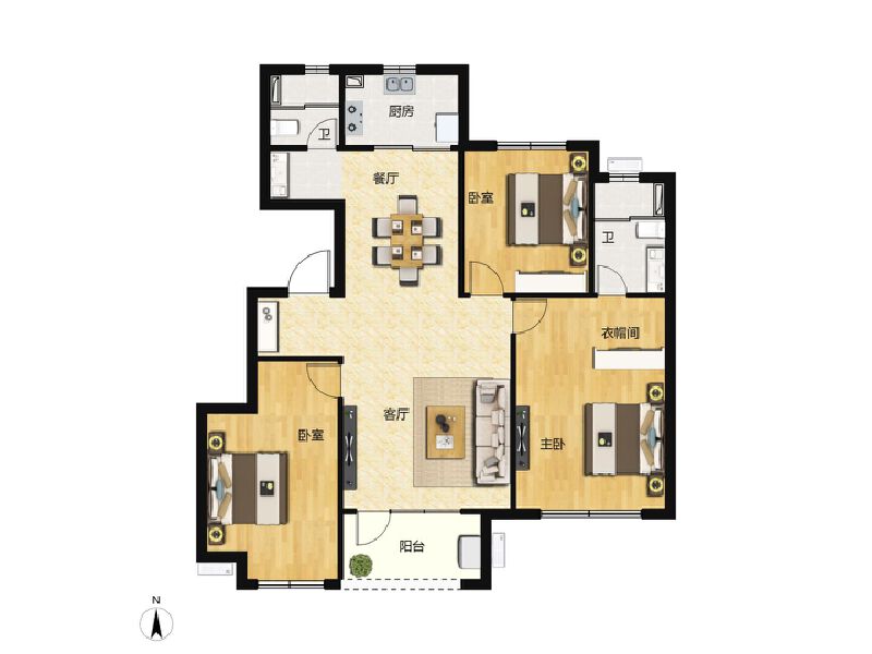 3室2厅2卫 住宅 售罄户型图