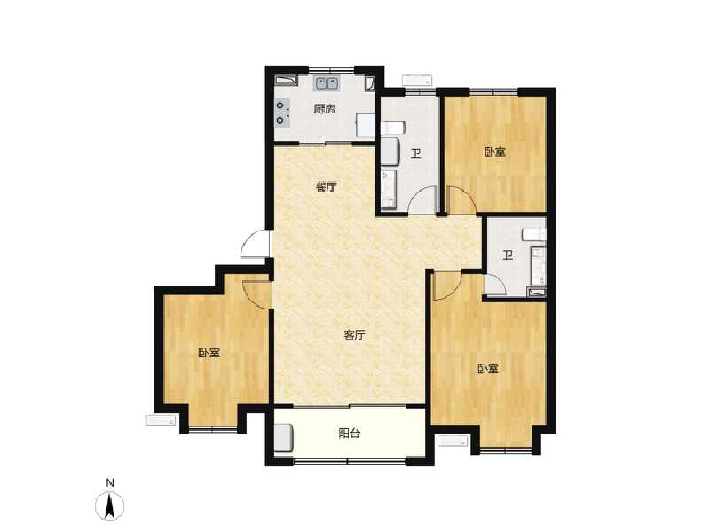 3室2厅2卫 住宅 售罄户型图