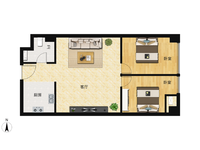2室2厅1卫 商业类 售罄户型图