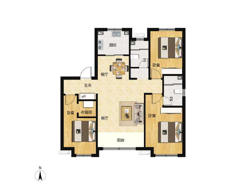 3室2厅2卫 住宅 售罄户型图