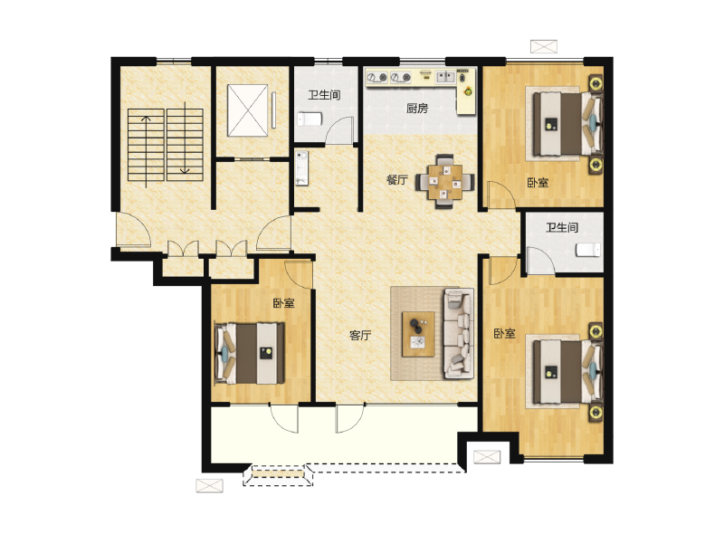 3室2厅2卫 住宅 售罄户型图