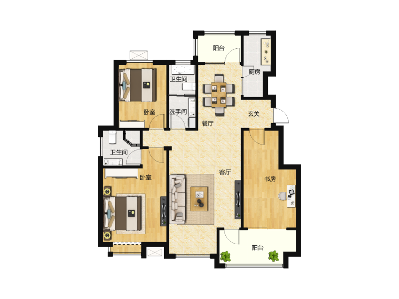 2室2厅1卫 住宅 售罄户型图