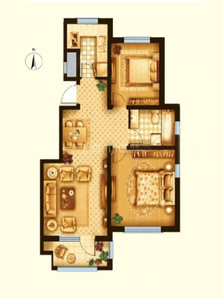 2室1厅1卫 住宅 在售户型图