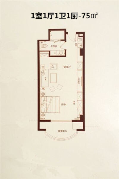 1室1厅1卫 商业类 售罄户型图