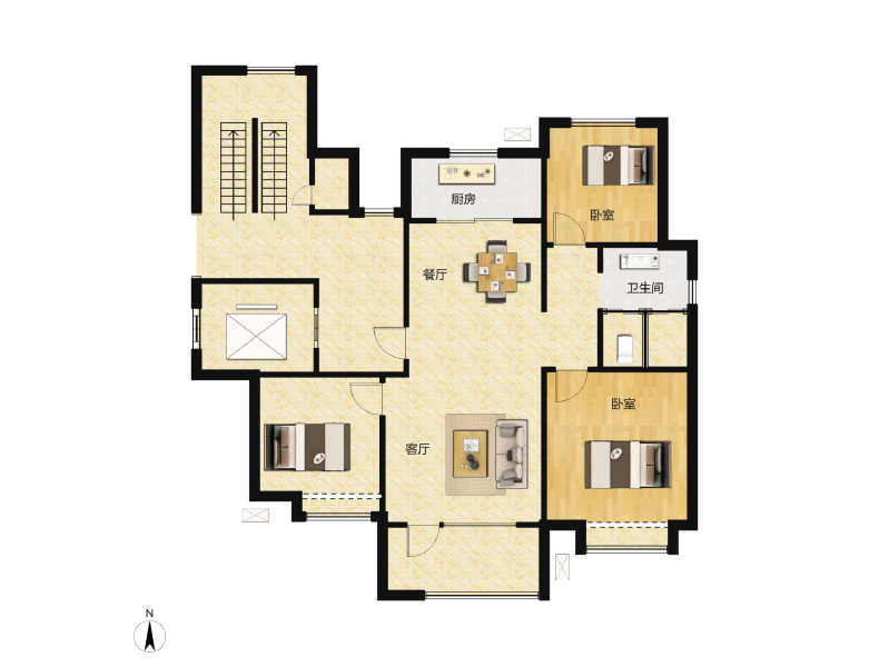 3室2厅1卫 住宅 在售户型图