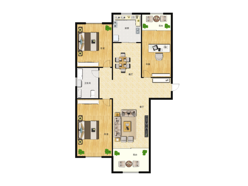 3室3厅1卫 住宅 售罄户型图