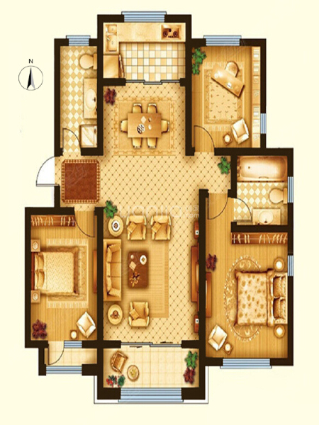 3室2厅2卫 住宅 在售户型图