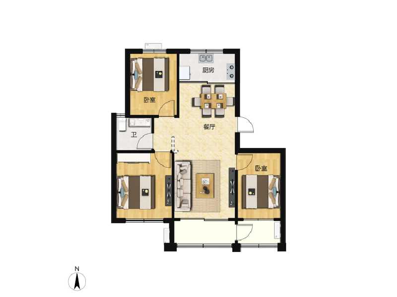 3室2厅1卫 住宅 售罄户型图