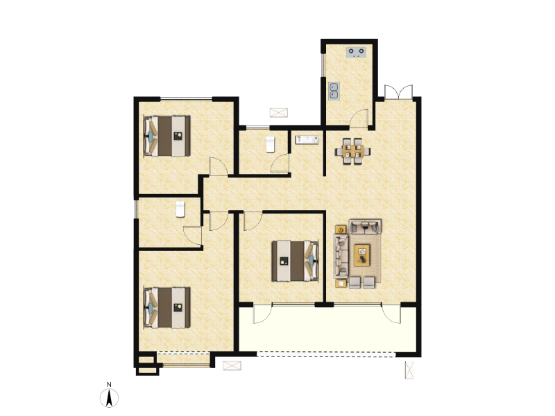 3室2厅2卫 住宅 待售户型图