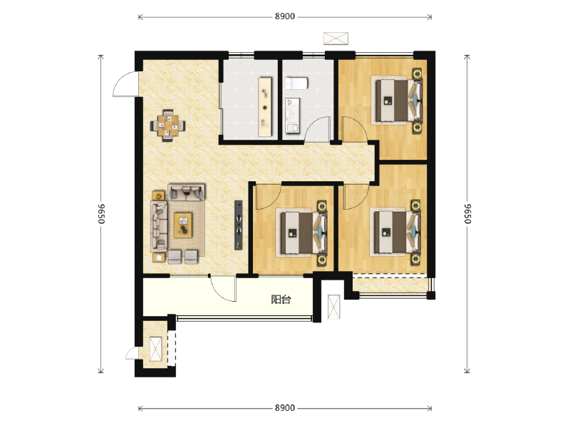 3室2厅1卫 住宅 在售户型图