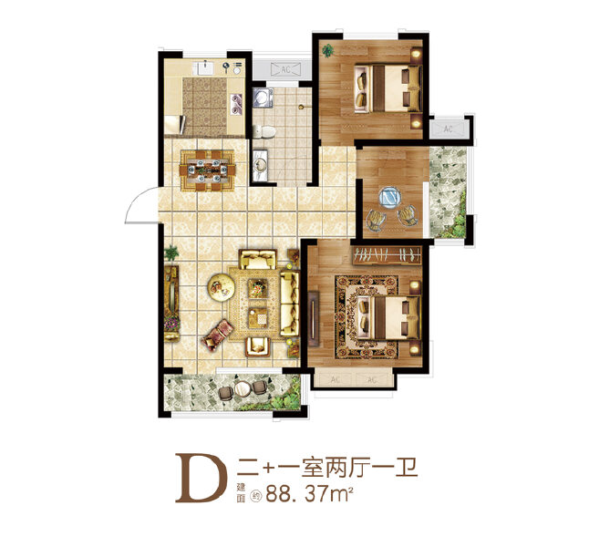3室2厅1卫 住宅 售罄户型图