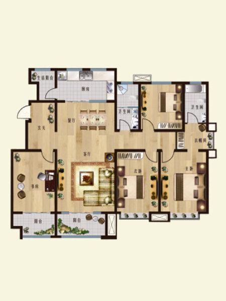 4室2厅2卫 住宅 售罄户型图