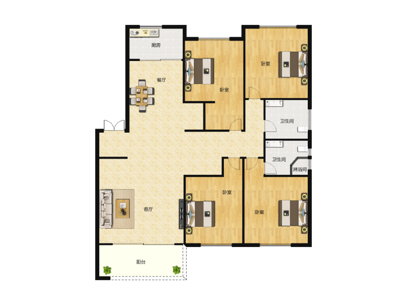 3室2厅2卫 住宅 售罄户型图