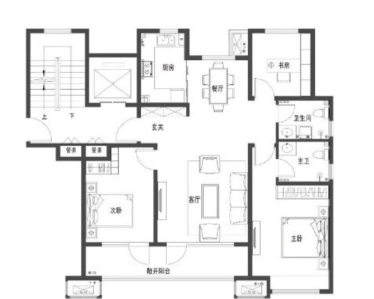 3室2厅2卫 住宅 在售户型图