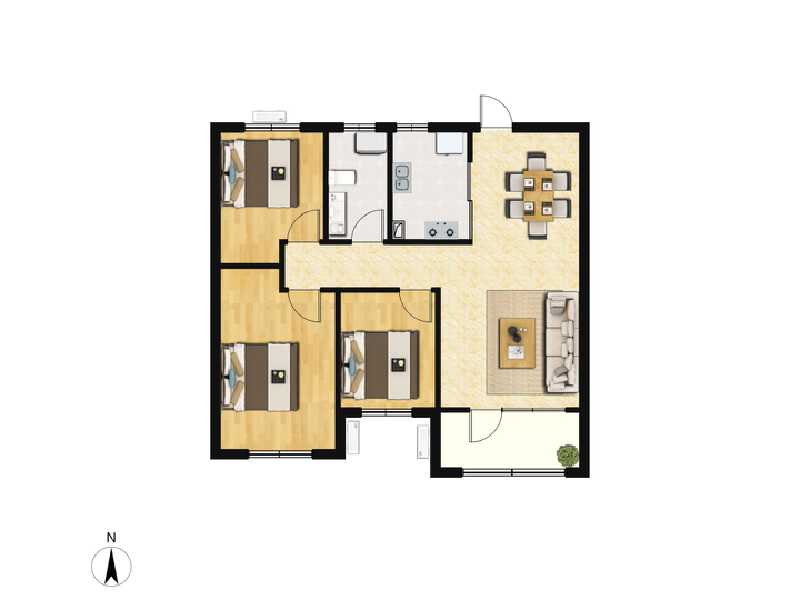 3室2厅1卫 住宅 售罄户型图