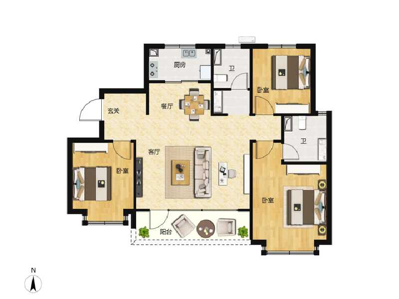 3室2厅2卫 住宅 在售户型图