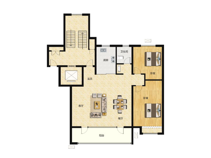 2室2厅1卫 住宅 在售户型图