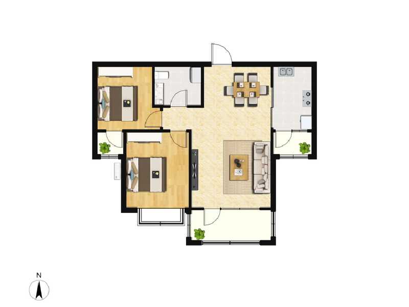 2室2厅1卫 住宅 在售户型图