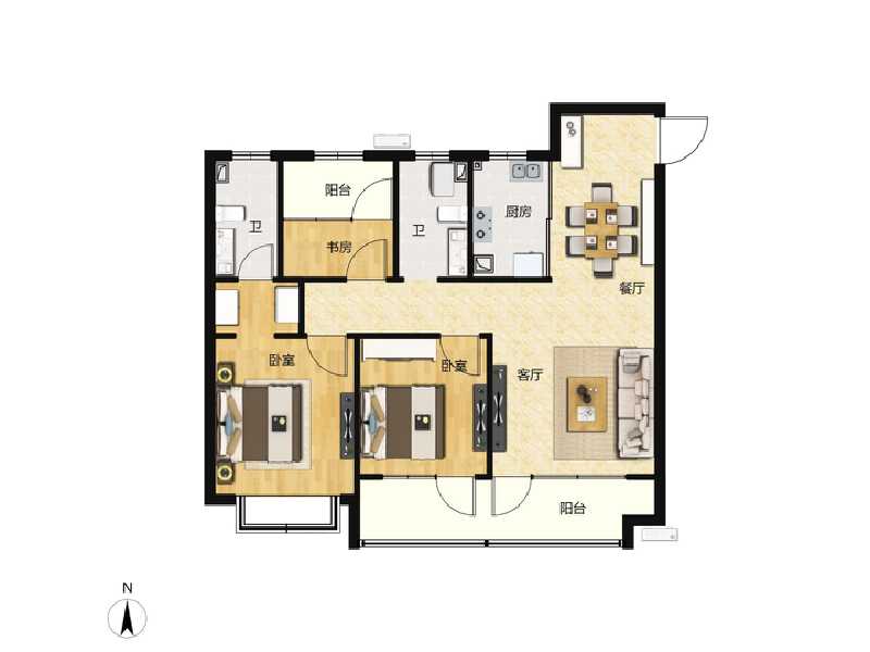 3室2厅2卫 住宅 在售户型图