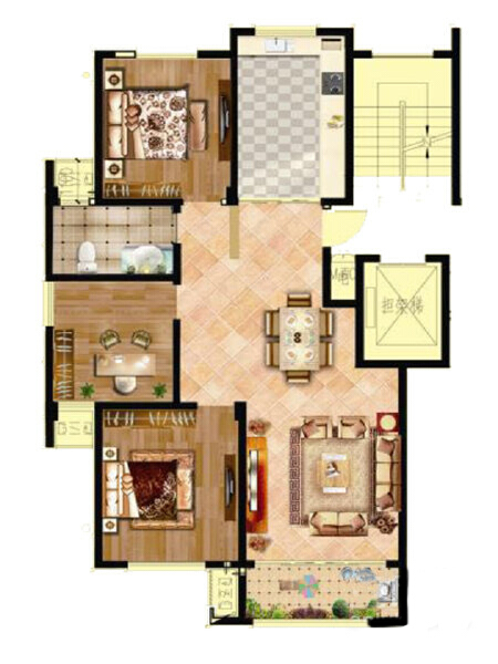 2室2厅1卫 住宅 售罄户型图