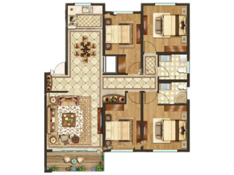 3室2厅2卫 住宅 售罄户型图