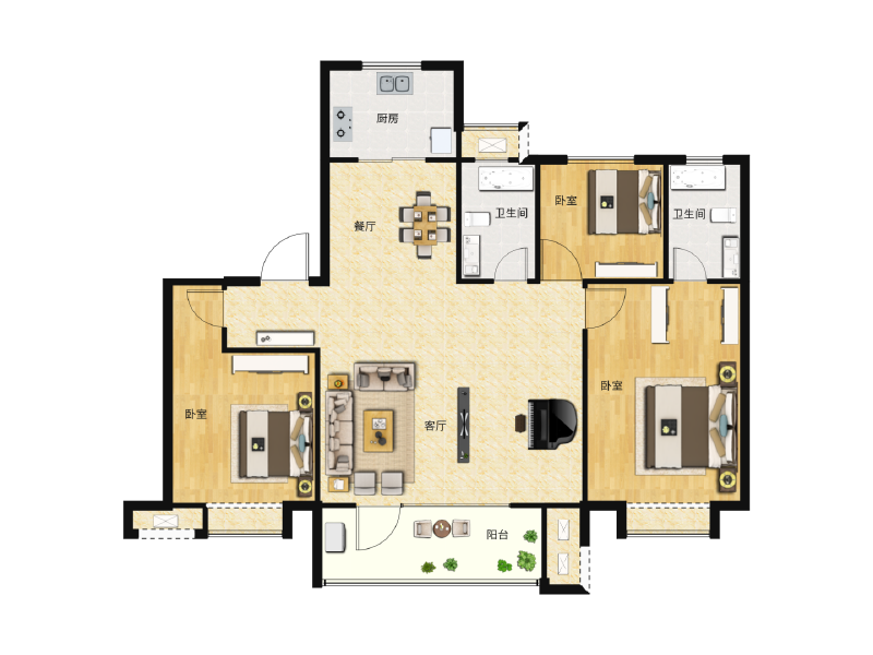 3室2厅2卫 住宅 售罄户型图