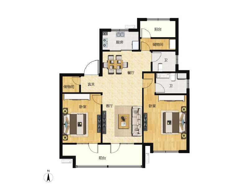 3室2厅2卫 住宅 在售户型图
